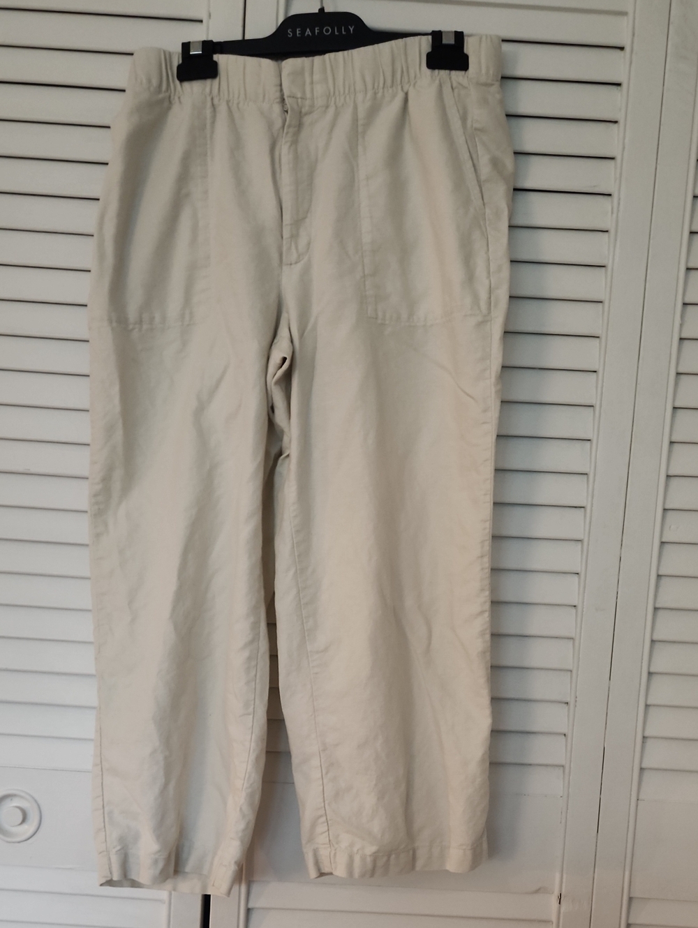 Gap Cream Elastic Waist Chinos Linen Blend